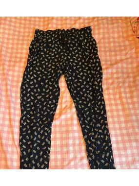 Lucky Brand beach boho navy and white patterned loose lounge pants